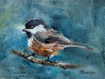 Backyard Chickadee by Tanya Bone at The Avenue Gallery, a contemporary fine art gallery in Victoria, BC, Canada.