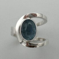 Buttonhole Band Ring with Aquamarine by A & R Jewellery at The Avenue Gallery, a contemporary fine art gallery in Victoria, BC, Canada.