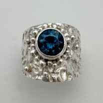 Lunar & Granules Ring with London Topaz by A & R Jewellery at The Avenue Gallery, a contemporary fine art gallery in Victoria, BC, Canada.