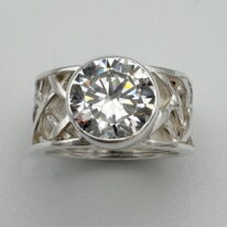 Woven Band Ring with Cubic Zirconia by A & R Jewellery at The Avenue Gallery, a contemporary fine art gallery in Victoria, BC, Canada.