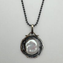 Wax Seal Pendant with Keshi Pearl by A & R Jewellery at The Avenue Gallery, a contemporary fine art gallery in Victoria, BC, Canada.