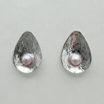 Teardrop Post Earrings with Pink Pearls by A & R Jewellery at The Avenue Gallery, a contemporary fine art gallery in Victoria, BC, Canada.