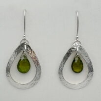 Hollow Teardrop Earrings with Grossular Garnet by A & R Jewellery at The Avenue Gallery, a contemporary fine art gallery in Victoria, BC, Canada.