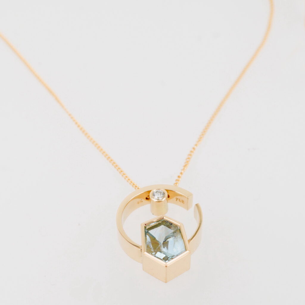 Aquamarine & Diamond Pendant by Bayot Heer at The Avenue Gallery, a contemporary fine art gallery in Victoria, BC, Canada.
