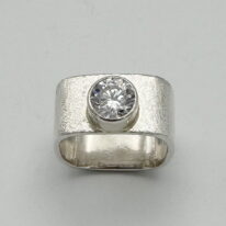 Large Square Band Ring with Cubic Zirconia by Chi's Creations at The Avenue Gallery, a contemporary fine art gallery in Victoria, BC, Canada.