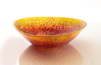 Red Wonky Triangle Bowl by Bob Leatherbarrow at The Avenue Gallery, a contemporary fine art gallery in Victoria, BC, Canada.
