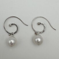 South Sea Pearl Earrings with Curly Wires by Val Nunns at The Avenue Gallery, a contemporary fine art gallery in Victoria, BC, Canada.