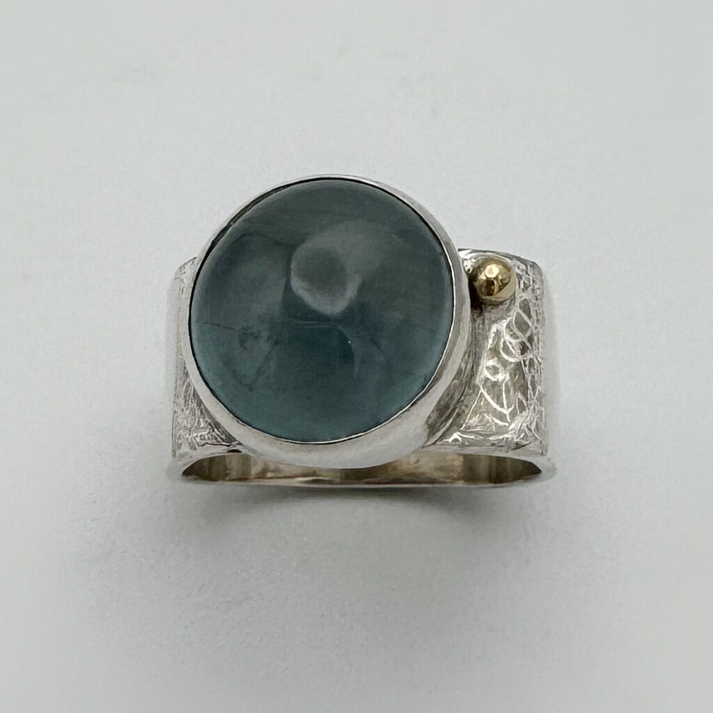 Large Square Ring with Aquamarine by Chi's Creations at The Avenue Gallery, a contemporary fine art gallery in Victoria, BC, Canada.