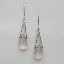 Rose Quartz V-Bail Long Earrings by A & R Jewellery at The Avenue Gallery, a contemporary fine art gallery in Victoria, BC, Canada.