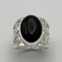 Pebbles Band Ring with Onyx by A & R Jewellery at The Avenue Gallery, a contemporary fine art gallery in Victoria, BC, Canada.