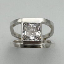 Octagon Double Band Ring with Cubic Zirconia by A & R Jewellery at The Avenue Gallery, a contemporary fine art gallery in Victoria, BC, Canada.