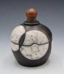 Naked Raku Jar (Circles) by Jan Lovewell at The Avenue Gallery, a contemporary fine art gallery in Victoria, BC, Canada.