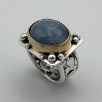 Brass & Granules Ring with Aquamarine by A & R Jewellery at The Avenue Gallery, a contemporary fine art gallery in Victoria, BC, Canada.