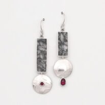 Pinolith & Garnet Earrings by Brenda Roy at The Avenue Gallery, a contemporary fine art gallery in Victoria, BC, Canada.