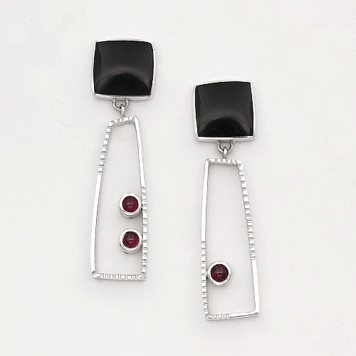 Black Jade & Garnet Earrings by Brenda Roy at The Avenue Gallery, a contemporary fine art gallery in Victoria, BC, Canada.