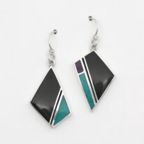 Black Jade & Chrysocolla Earrings by Brenda Roy at The Avenue Gallery, a contemporary fine art gallery in Victoria, BC, Canada.