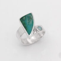 Gem Silica (Chrysocolla) & Australian Opal Ring by Brenda Roy at The Avenue Gallery, a contemporary fine art gallery in Victoria, BC, Canada.