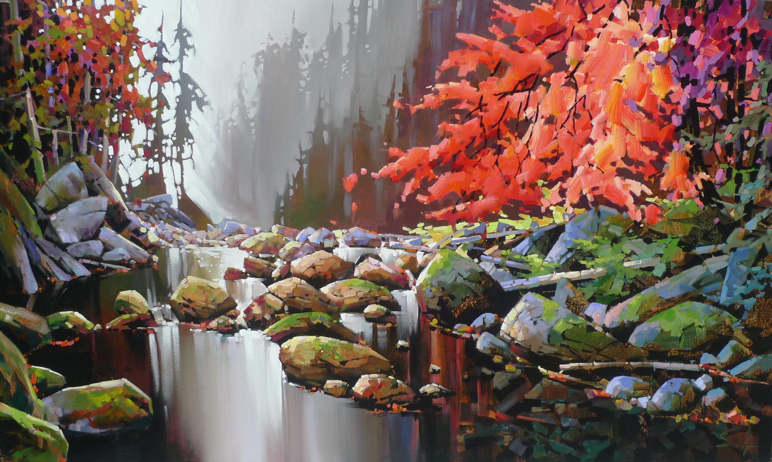 Autumn Scenery in the Valley by Bi Yuan Cheng at The Avenue Gallery, a contemporary fine art gallery in Victoria, BC, Canada.