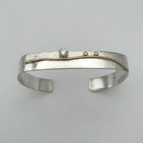 Blossom Square Cuff with 14kt. Gold, 18kt. Gold & Cubic Zirconia by Chi's Creations at The Avenue Gallery, a contemporary fine art gallery in Victoria, BC, Canada.