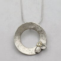 Scribbled Tri-Petal Wreath Pendant with Diamond by Chi's Creations at The Avenue Gallery, a contemporary fine art gallery in Victoria, BC, Canada.
