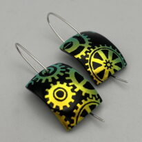 Square Oxygen Series Earrings by Peggy Brackett at The Avenue Gallery, a contemporary fine art gallery in Victoria, BC, Canada.