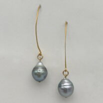 Tahitian Pearl & Yellow Gold-Plated Earrings by Val Nunns at The Avenue Gallery, a contemporary fine art gallery in Victoria, BC, Canada.