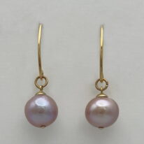 Edison Pearl & Gold-Plated Earrings by Val Nunns at The Avenue Gallery, a contemporary fine art gallery in Victoria, BC, Canada.