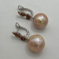 Baroque Pearl & Fancy Sapphire Earrings by Val Nunns at The Avenue Gallery, a contemporary fine art gallery in Victoria, BC, Canada.