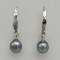 Tahitian Pearl and Sterling Silver Earrings by Val Nunns at The Avenue Gallery, a contemporary fine art gallery in Victoria, BC, Canada.