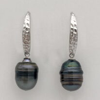 Tahitian Pearl and Sterling Silver Earrings by Val Nunns at The Avenue Gallery, a contemporary fine art gallery in Victoria, BC, Canada.