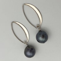 Tahitian Pearl and Sterling Silver Earrings by Val Nunns at The Avenue Gallery, a contemporary fine art gallery in Victoria, BC, Canada.