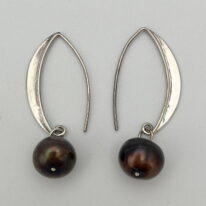 Chocolate Freshwater Pearl & Sterling Silver Earrings by Val Nunns at The Avenue Gallery, a contemporary fine art gallery in Victoria, BC, Canada.