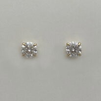 Moissanite and 14kt Yellow Gold Stud Earrings by Val Nunns at The Avenue Gallery, a contemporary fine art gallery in Victoria, BC, Canada.