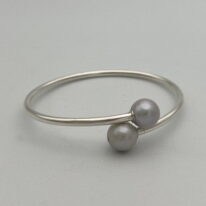 Sterling Silver Flex Bracelet with Freshwater Pearls by Val Nunns at The Avenue Gallery, a contemporary fine art gallery in Victoria, BC, Canada.