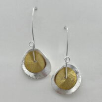 Brushed Silver & Vermeil Petals Earrings by Chi's Creations at The Avenue Gallery, a contemporary fine art gallery in Victoria, BC, Canada.