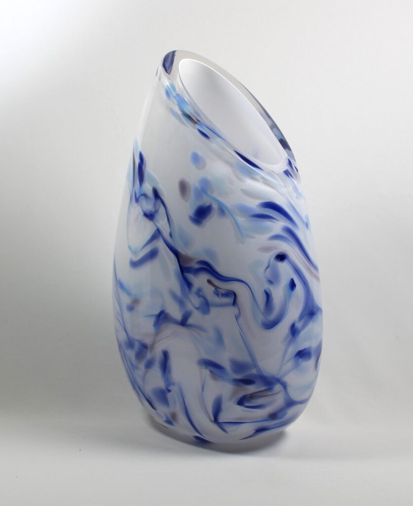 White with Mixed Blues Vase by Guy Hollington at The Avenue Gallery, a contemporary fine art gallery in Victoria, BC, Canada.