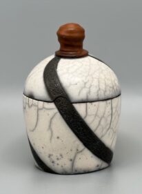 Naked Raku Large Lidded Jar by Jan Lovewell at The Avenue Gallery, a contemporary fine art gallery in Victoria, BC, Canada.