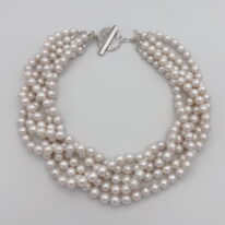 Freshwater Pearl 5-Strand Necklace by Val Nunns at The Avenue Gallery, a contemporary fine art gallery in Victoria, BC, Canada.