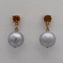 Citrine & Silver Pearl Earrings by Val Nunns at The Avenue Gallery, a contemporary fine art gallery in Victoria, BC, Canada.