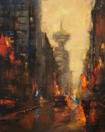 Vancouver After Dark by William Liao at The Avenue Gallery, a contemporary fine art gallery in Victoria, BC, Canada.