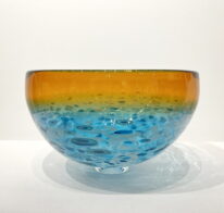 Two-Tone Bowl (Salmon, Copper Blue) by Lisa Samphire at The Avenue Gallery, a contemporary fine art gallery in Victoria, BC, Canada.