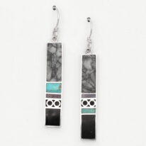 Pinolith, Black Jade, Turquoise & Purple Jade Earrings by Brenda Roy at The Avenue Gallery, a contemporary fine art gallery in Victoria, BC, Canada.