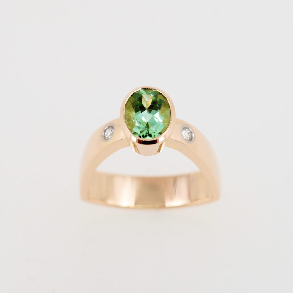 Green Tourmaline & Diamond Ring by Bayot Heer at The Avenue Gallery, a contemporary fine art gallery in Victoria, BC, Canada.