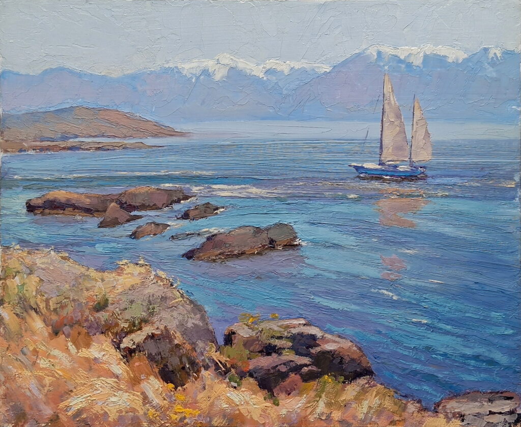 Sailing the Strait by Andrii Yendakov at The Avenue Gallery, a contemporary fine art gallery in Victoria, BC, Canada.