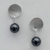 Scribbled Round Disc Earrings with Hematite by Chi's Creations at The Avenue Gallery, a contemporary fine art gallery in Victoria, BC, Canada.