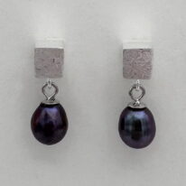 Scribbled Cube Stud Earrings with Pearls by Chi’s Creations at The Avenue Gallery, a contemporary fine art gallery in Victoria, BC, Canada.