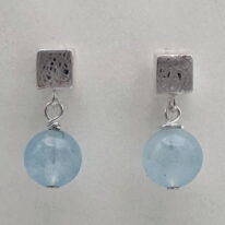 Scribbled Cube Stud Earrings with Aquamarine by Chi’s Creations at The Avenue Gallery, a contemporary fine art gallery in Victoria, BC, Canada.