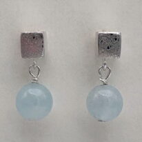 Scribbled Cube Stud Earrings with Aquamarine by Chi’s Creations at The Avenue Gallery, a contemporary fine art gallery in Victoria, BC, Canada.