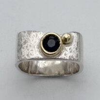 Large Square Wave Ring with 18kt Gold and Sapphire by Chi's Creations at The Avenue Gallery, a contemporary fine art gallery in Victoria, BC, Canada.