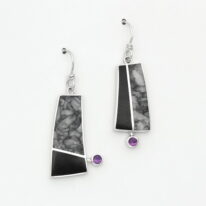 Pinolith, Black Jade & Amethyst Earrings by Brenda Roy at The Avenue Gallery, a contemporary fine art gallery in Victoria, BC, Canada.